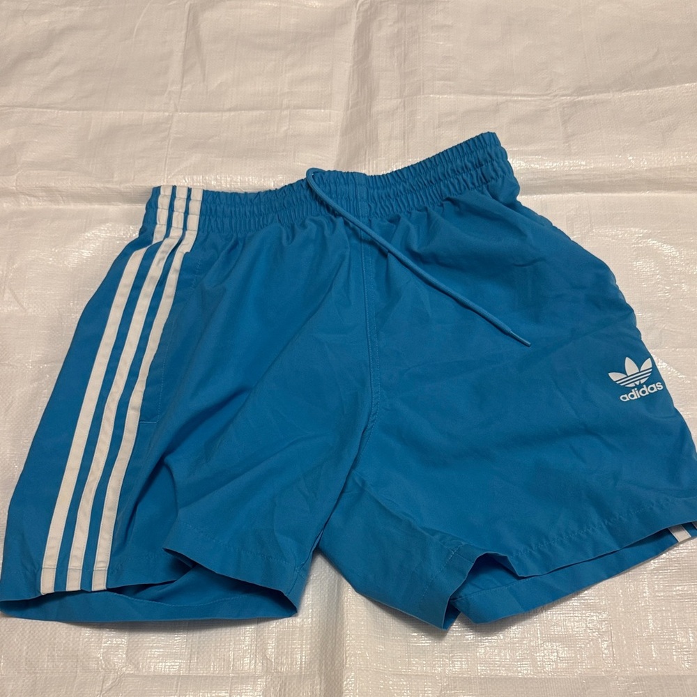 Adidas Bright Blue Shorts with White Stripes